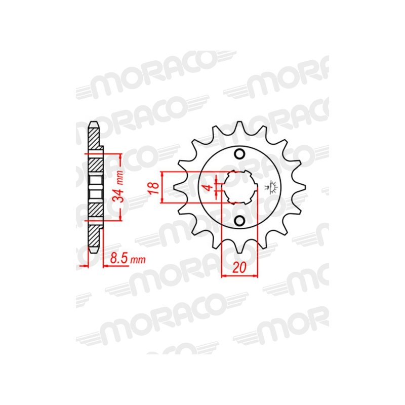 Pignon de sortie de boîte 12 dents pas 520 compatible SMC Blast 170 / Barossa Adventurer 170