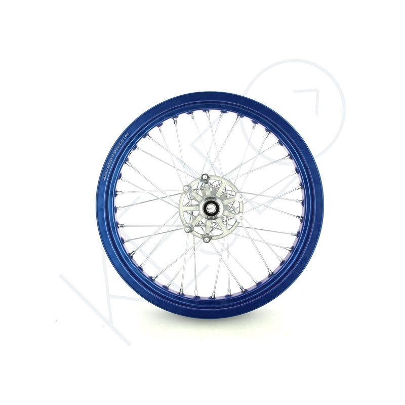 ROUE AVANT 17'' BLEU MRT-DRAC SM 2015 (JANTE BLEUE + MOYEU GRIS + RAYONS)