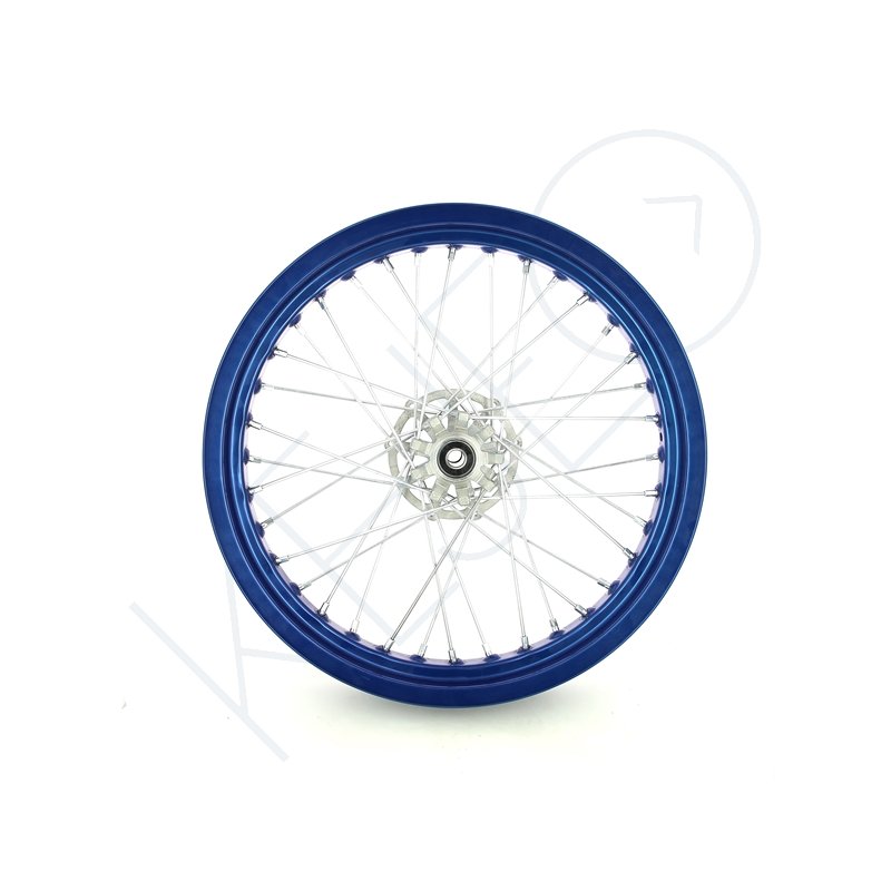 ROUE AVANT 17'' BLEU MRT-DRAC SM 2015 (JANTE BLEUE + MOYEU GRIS + RAYONS)