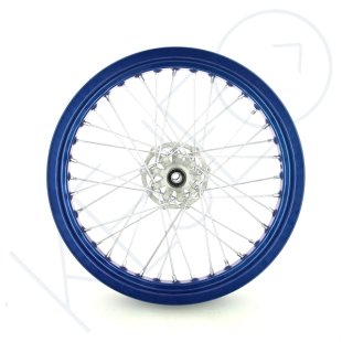 ROUE AVANT 17'' BLEU MRT-DRAC SM 2015 (JANTE BLEUE + MOYEU GRIS + RAYONS)