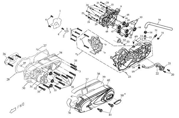 CARTER BAS MOTEUR POUR MARCHE AVANT ET ARRIERE