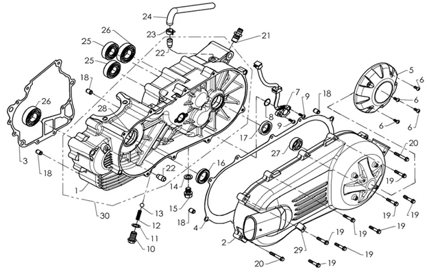 CARTER BAS MOTEUR GAUCHE