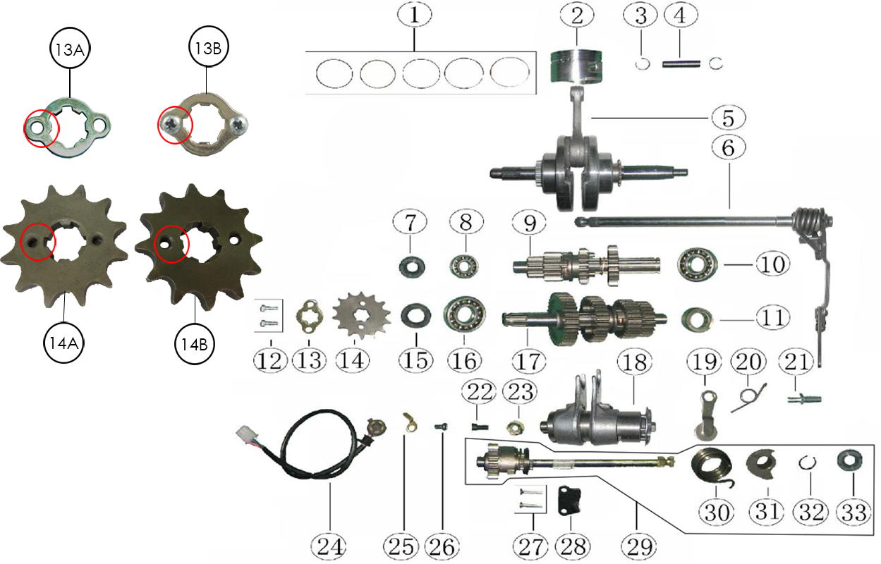 ARBRE A CAMES   TRANSMISSION   SELECTION VITESSE