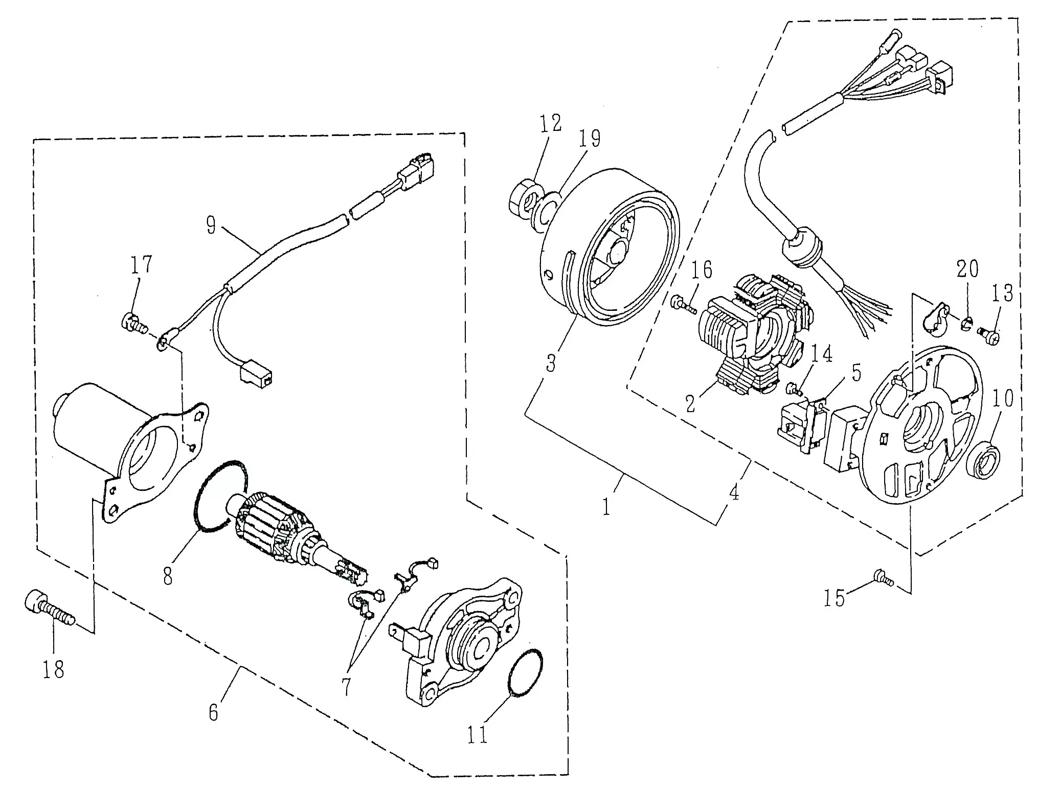 ROTOR STATOR ET DEMARREUR
