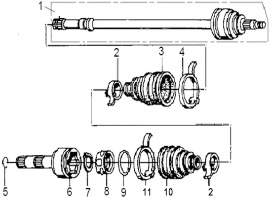 CARDAN DE ROUE 2 CANNELURES