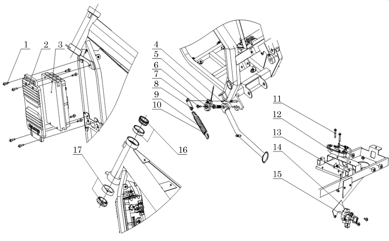 CONTROLEUR   BEQUILLE LATERALE   FIXATION SELLE