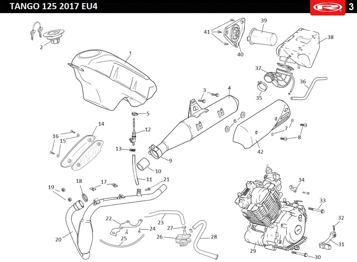 RESERVOIR D'ESSANCE - ÉCHAPPEMENT - MOTEUR COMPLET