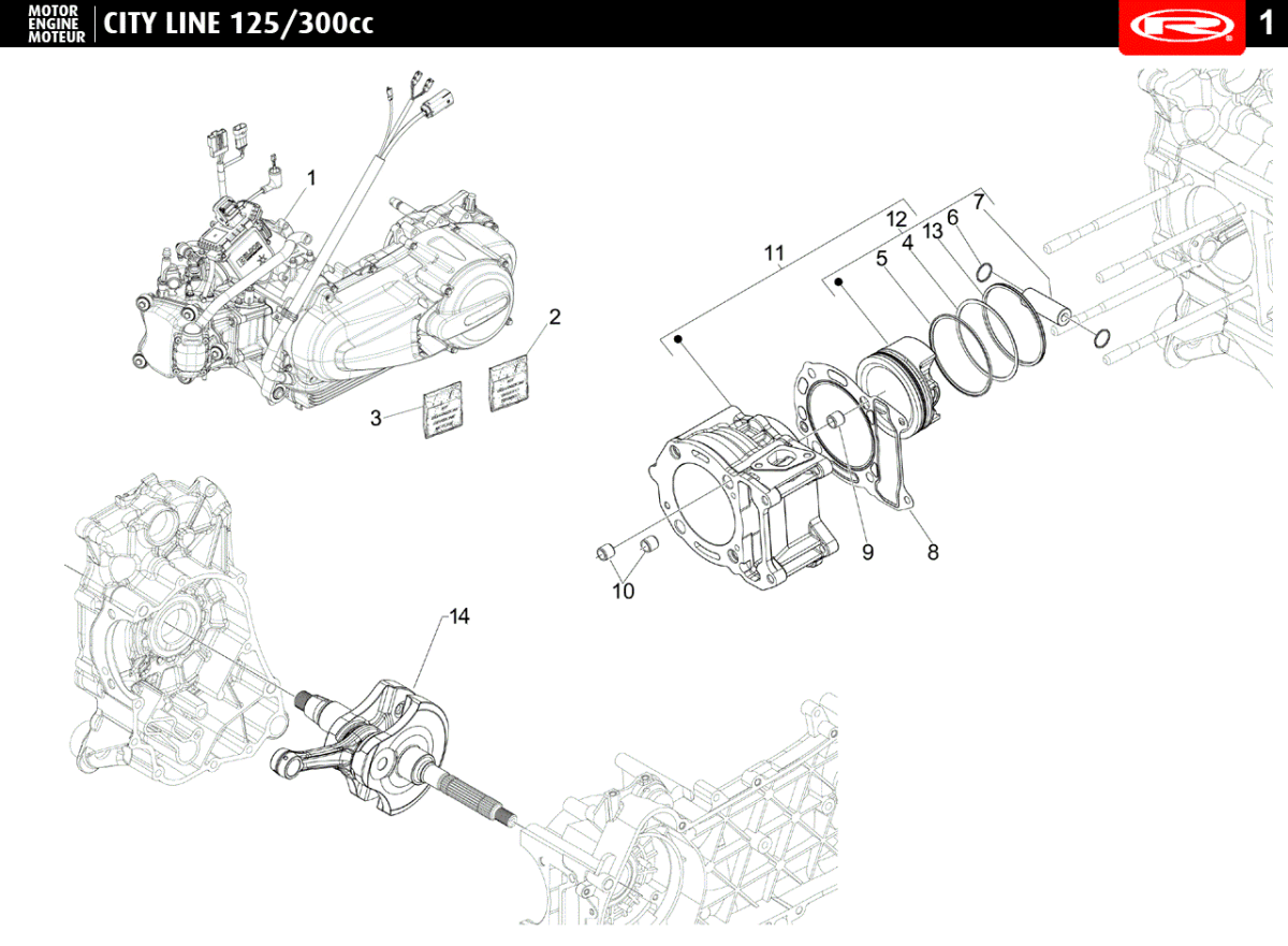 MOTEUR COMPLET - CYLINDRE - VILEBREQUIN
