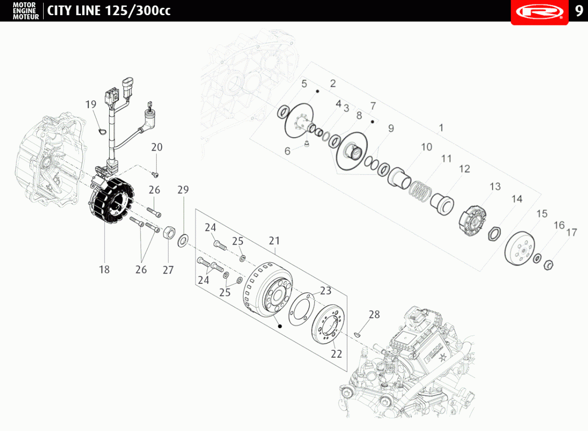 VOLANT MAGNETIQUE - EMBRAYAGE COMPLET