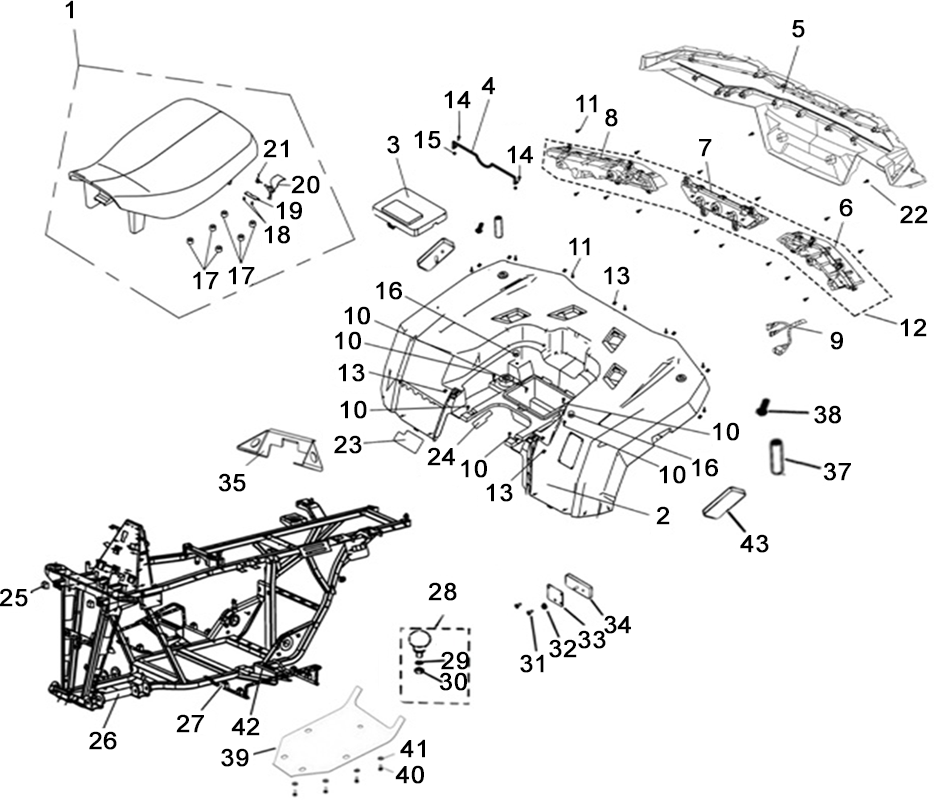 CARROSSERIE ARRIERE / CHASSIS / SELLE / DECO