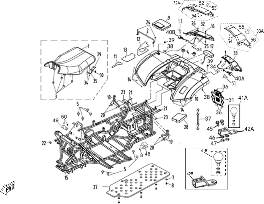 CARROSSERIE ARRIERE / CHASSIS / SELLE / DECO
