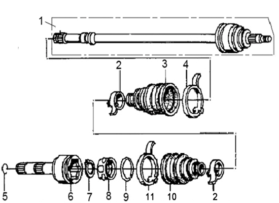 CARDAN DE ROUE 2 CANNELURES