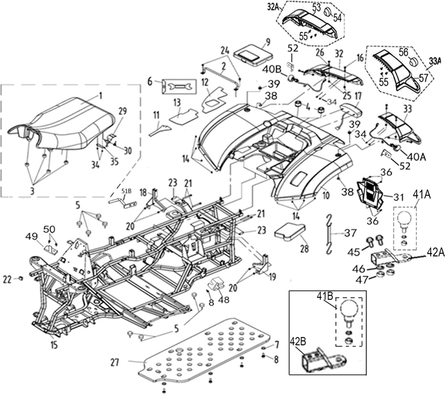 CARROSSERIE ARRIERE / CHASSIS / SELLE / DECO